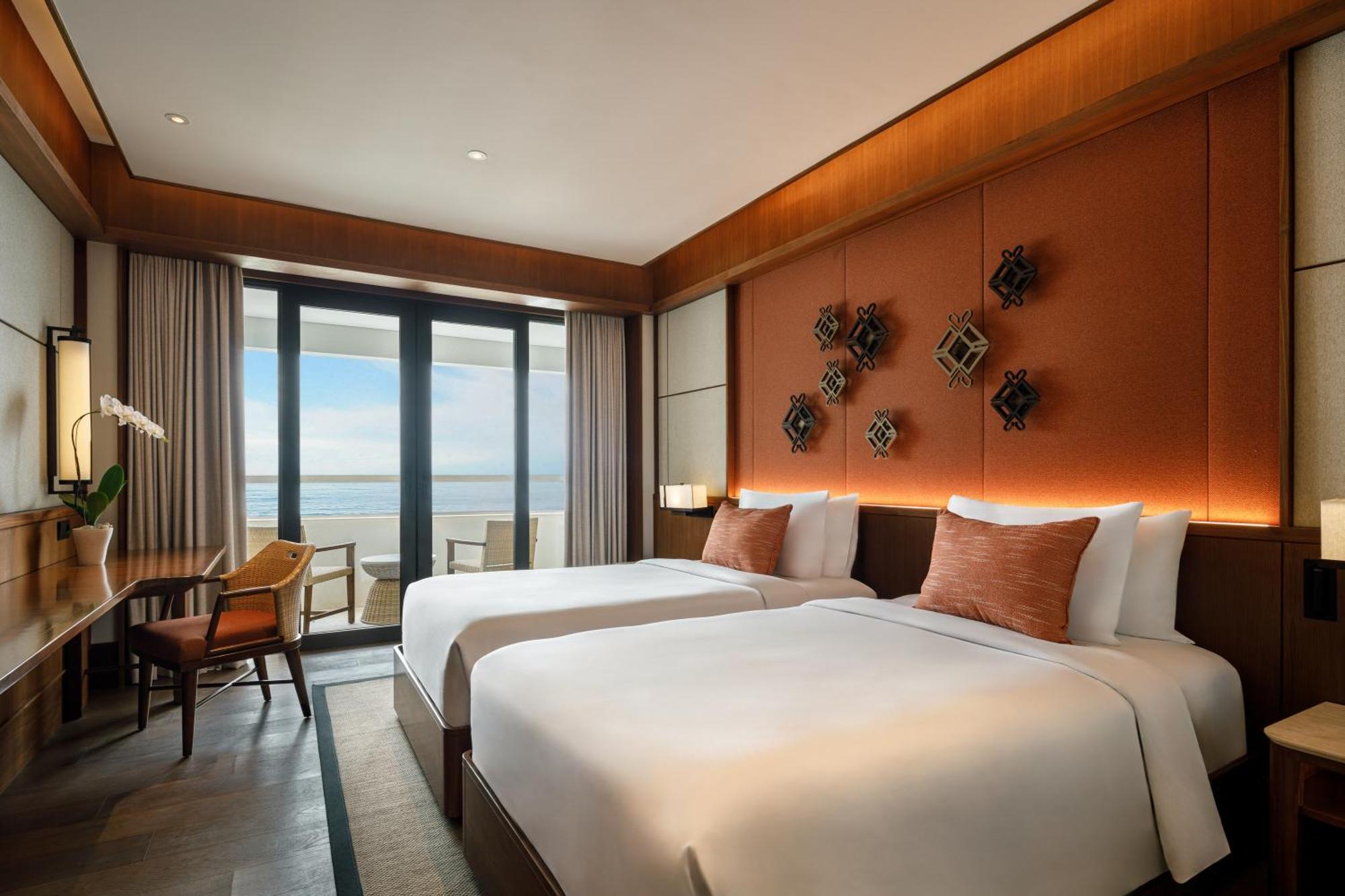 Deluxe Tweepersoonskamer met 2 Aparte Bedden en Uitzicht op Zee